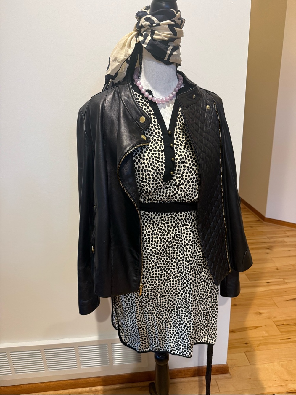 Griffin Paris NWT Cream Dot Wrap Dress with Tie Belt - Picture 12 of 13